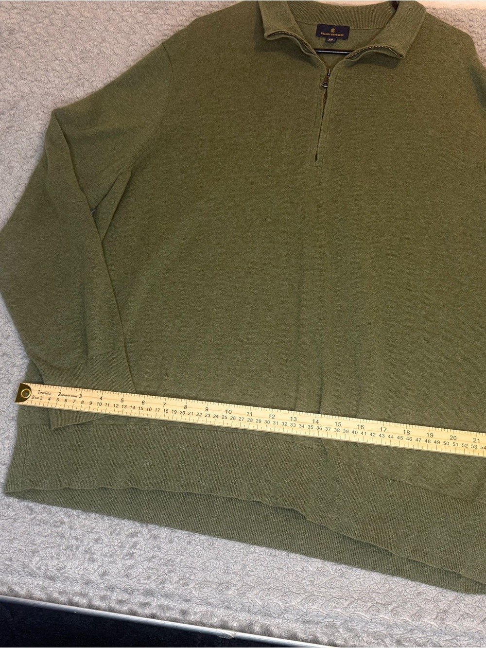 Brooks Brothers Olive Green Zip-Neck Sweater